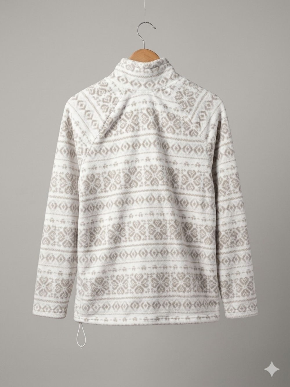 Eddie Bauer Cream and Light Gray Fair Isle Half-Zip Fleece Pullover Cozy Size Xl - Picture 2 of 7